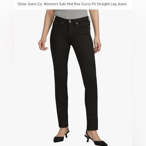 Silver Jeans| Suki Curvy Fit | Mid-Rise |Straight Leg| Black Jean |Size 8